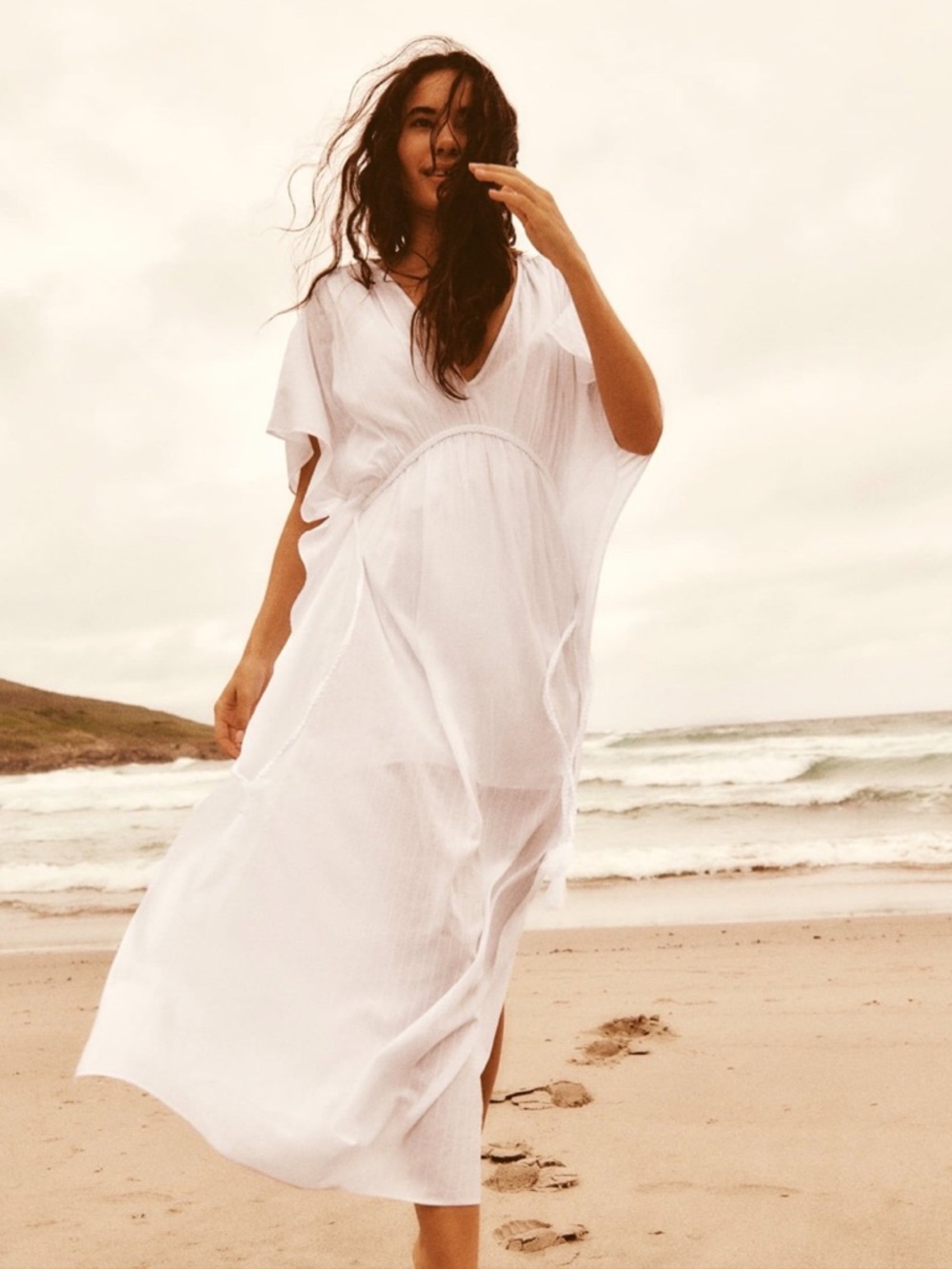 ZARA White Cotton Kaftan Dress | Size S | NWOT